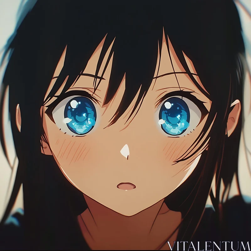 AI ART Surprised Anime Girl Portrait with Blue Eyes