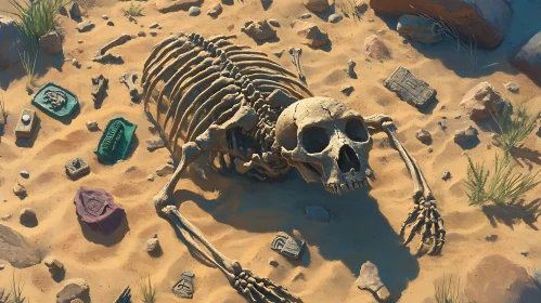 Fossilized Remains in Arid Landscape