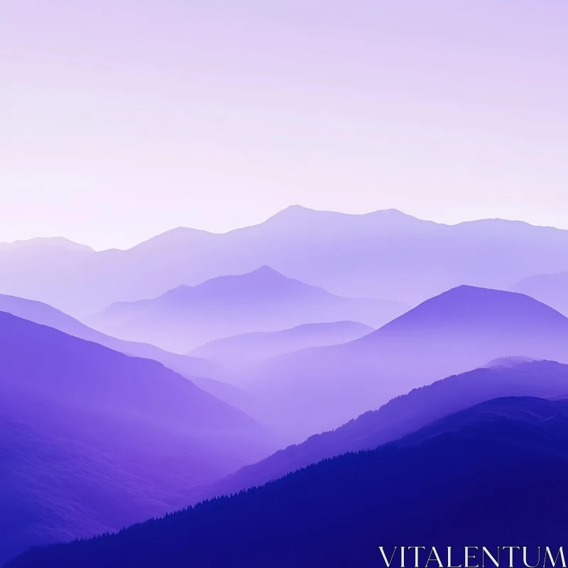 AI ART Serene Mountain View in Blue Tones