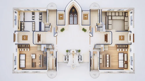 Symmetrical Architectural Floor Plan with Grand Entrance