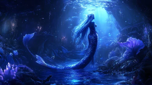 Mystic Mermaid in a Submerged Cave