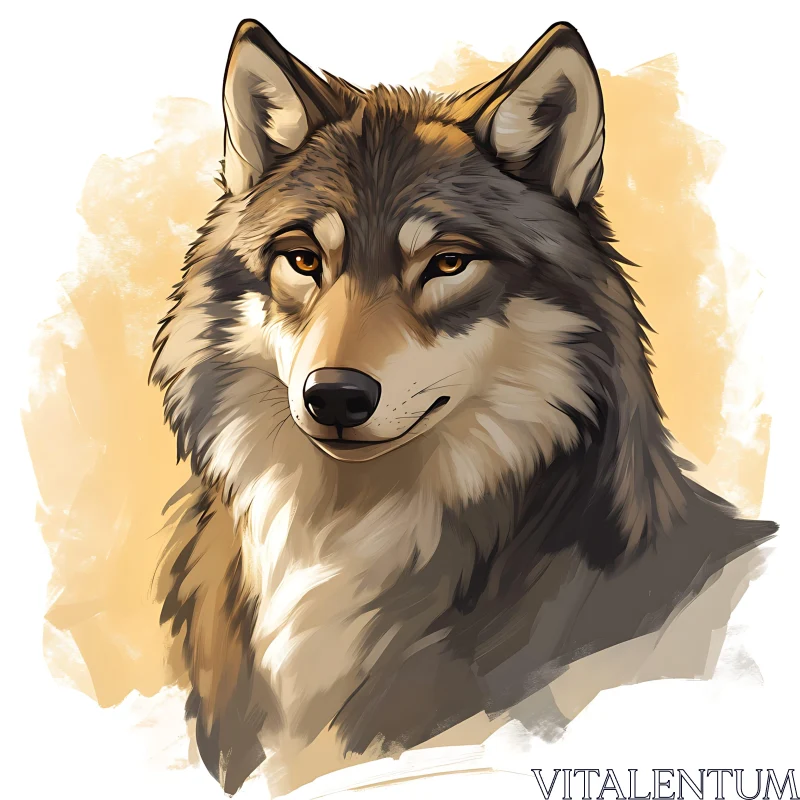 Gentle Gaze - A Wolf's Portrait AI Image