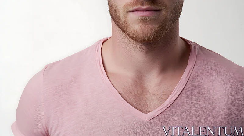 AI ART Close-Up of Man Wearing Pink Shirt