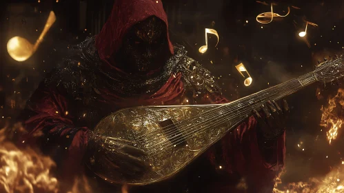 Inferno's Ballad: The Cloaked Lute Player
