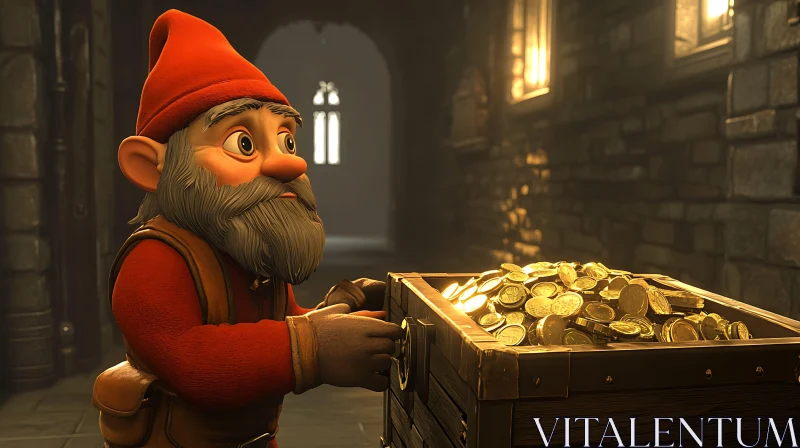 AI ART Gnome guarding his treasure