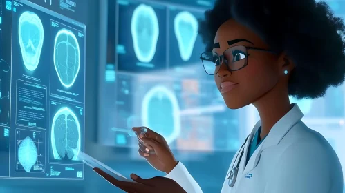 Medical Professional Reviewing Digital Scans