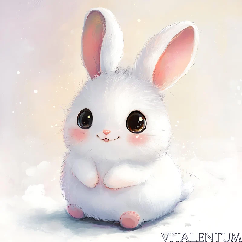 Charming Bunny Portrait with Soft Fur AI Image