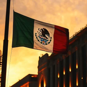 Flag of Mexico at Golden Hour