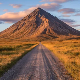 Mountain Road Landscape at Sunset