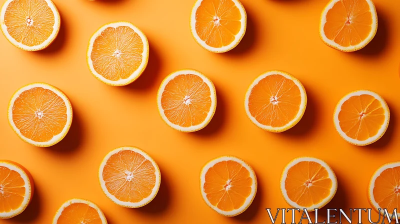 Citrus Fruit Arrangement on Orange Surface AI Image