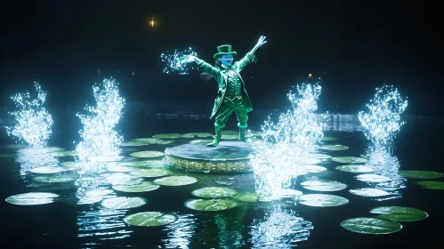 Mystical Magician Performance on Pond