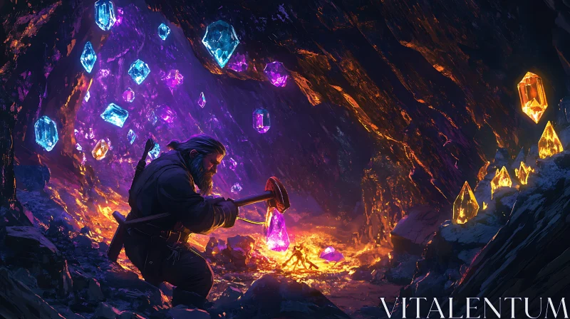 Crystal Cave Miner AI Image