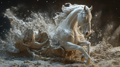 Dynamic Horse Sculpture in Mud