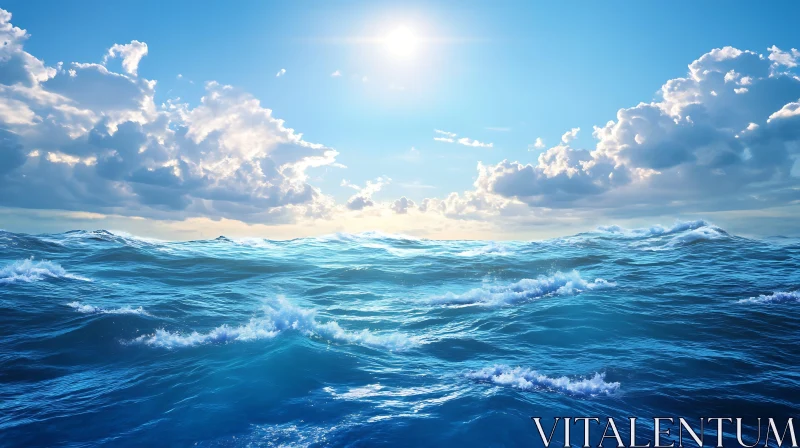 AI ART Peaceful Ocean View with Blue Sky