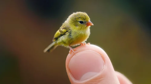 Close-Up of a Small Bird on Human Finger