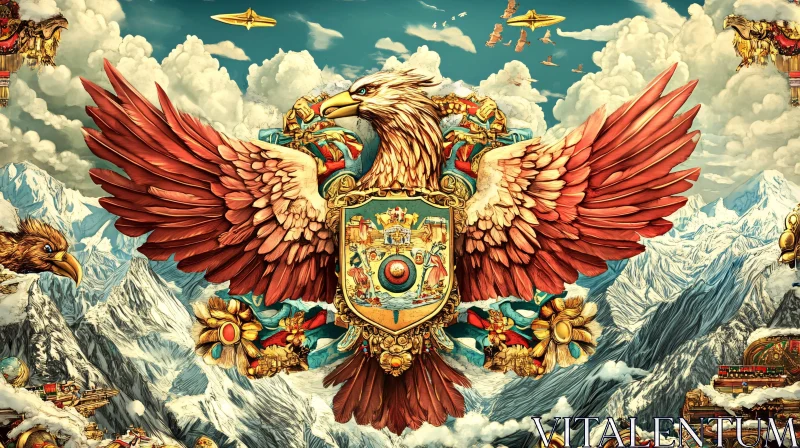 AI ART Eagle Coat of Arms Mountain Vista