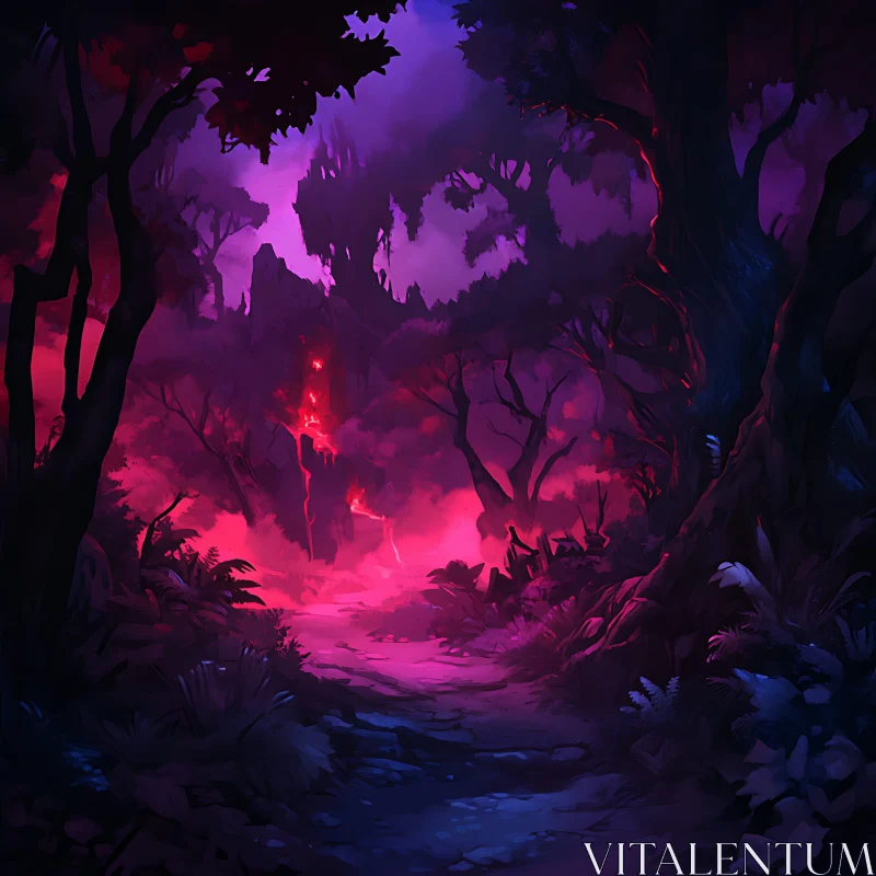 Enchanted Forest Twilight Scene AI Image