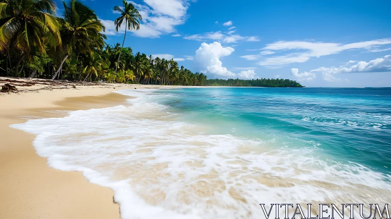 Paradise Beach with Turquoise Water and Palms AI Image