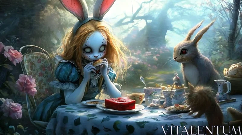 AI ART Bunny Girl's Tea Party