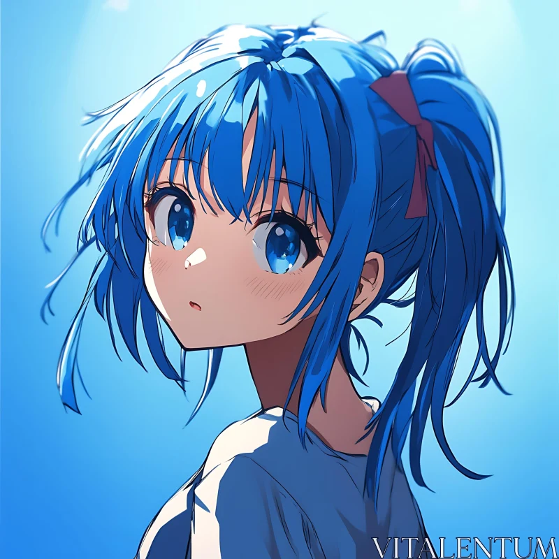 Blue-Haired Anime Girl Art AI Image