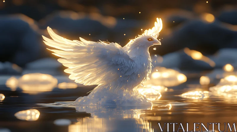 AI ART Radiant White Dove on Water