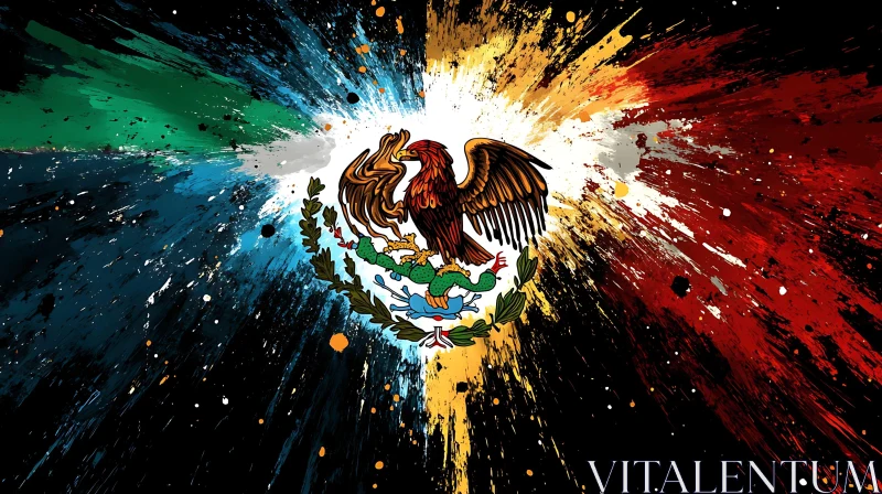 Explosive Mexican Coat of Arms AI Image