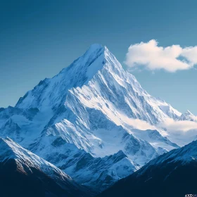 Snowy Mountain Peak in a Serene Landscape