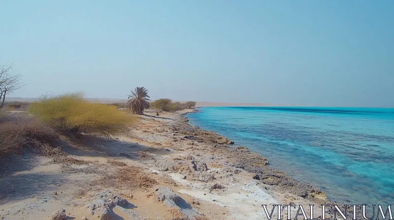 Coastal Serenity: A Beachside View AI Image