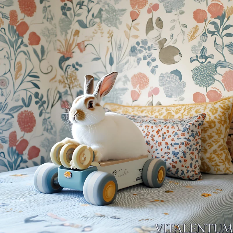 AI ART Toy Car Rabbit: A Floral Fantasy