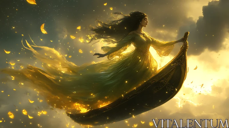 AI ART Golden Boat Ride