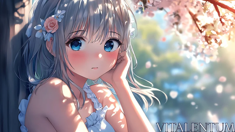 AI ART Anime Girl Amidst Blooming Cherry Blossoms