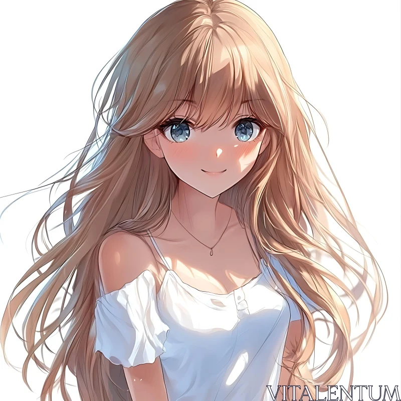 Blonde Anime Girl Portrait AI Image