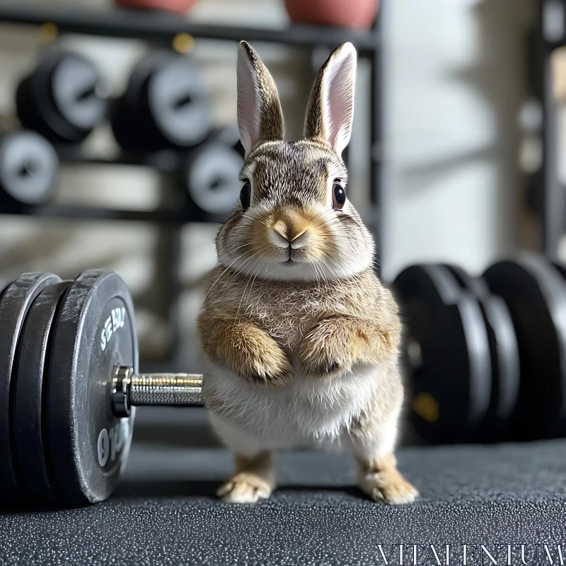 Weightlifting Bunny AI Image