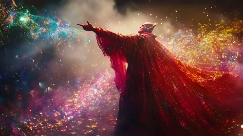 Wizard Casting Spell in Space