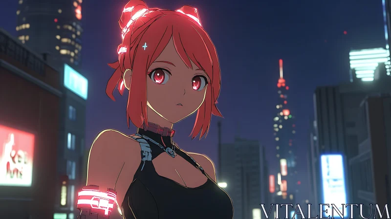 Futuristic Anime City with Neon Lights AI Image