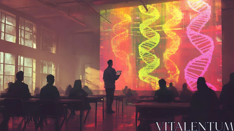 AI ART Science Lecture with DNA Structure