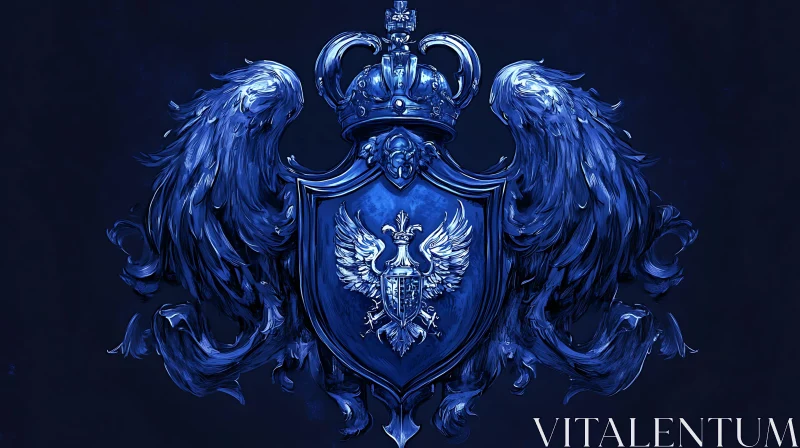 AI ART Royal Blue Coat of Arms with Eagle
