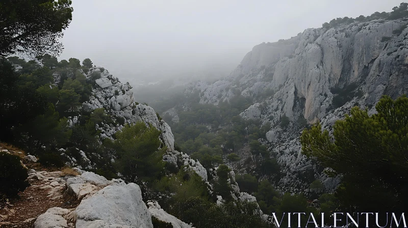 Misty Mountain Landscape AI Image