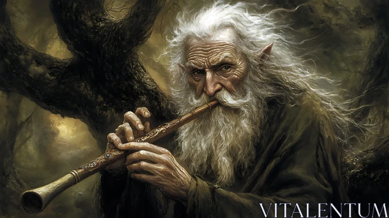 Forest Elf with Flute AI Image