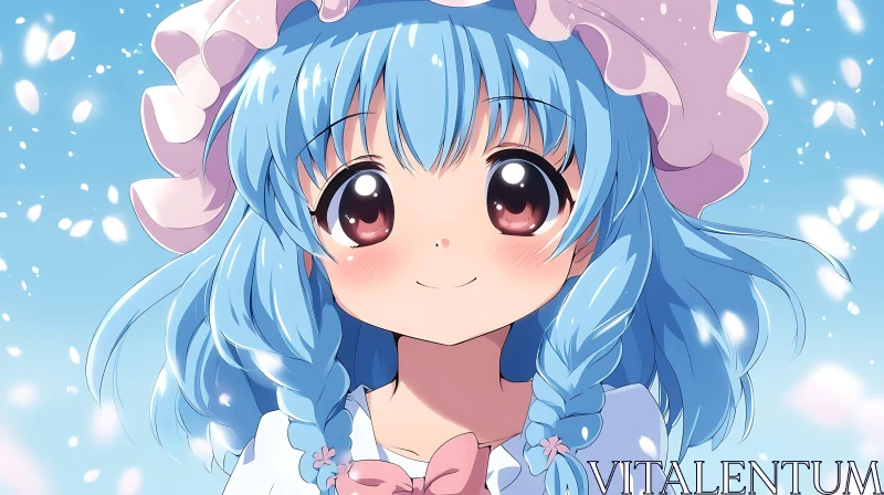 AI ART Adorable Anime Character with Blue Hair