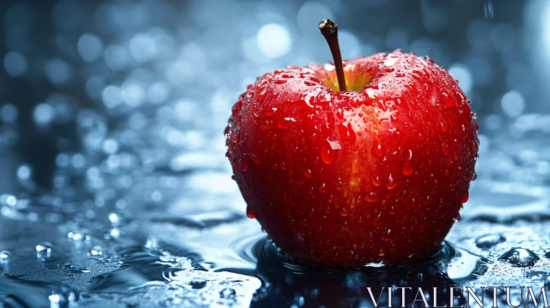 Wet Red Apple Still Life AI Image