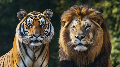 Lion and Tiger Side by Side