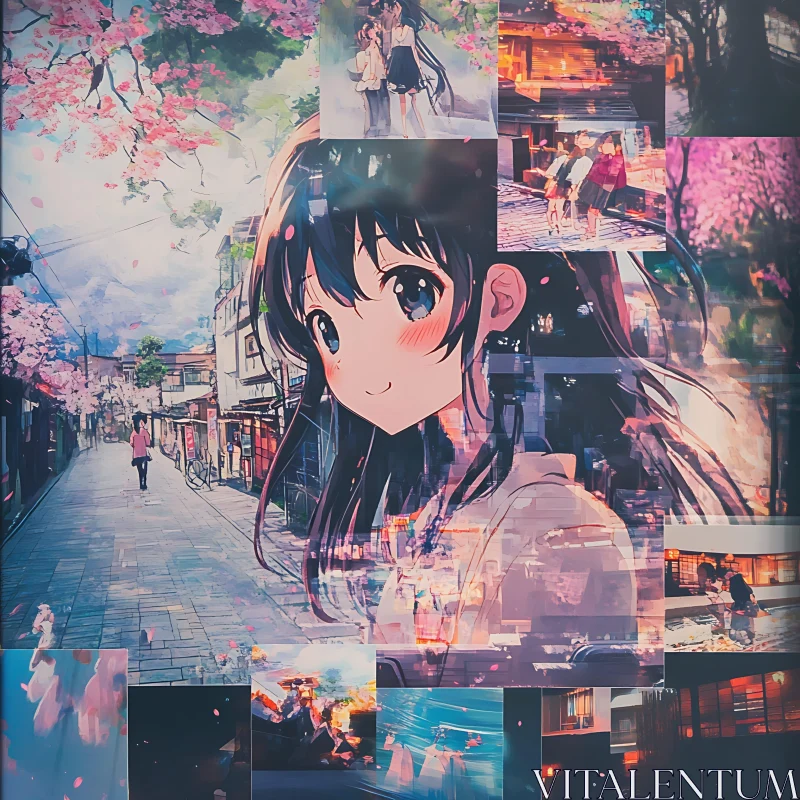 Nostalgic Anime Scenes with Blossoms and Joy AI Image