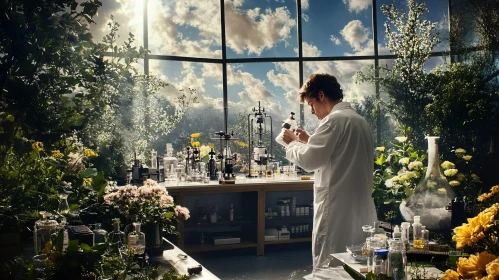 Scientist in Green Laboratory