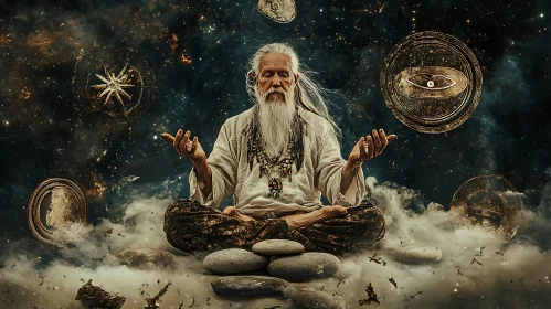 Serene Wizard in Lotus Position