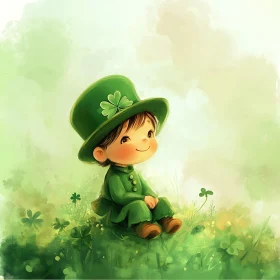 Whimsical Leprechaun in a Clover Field