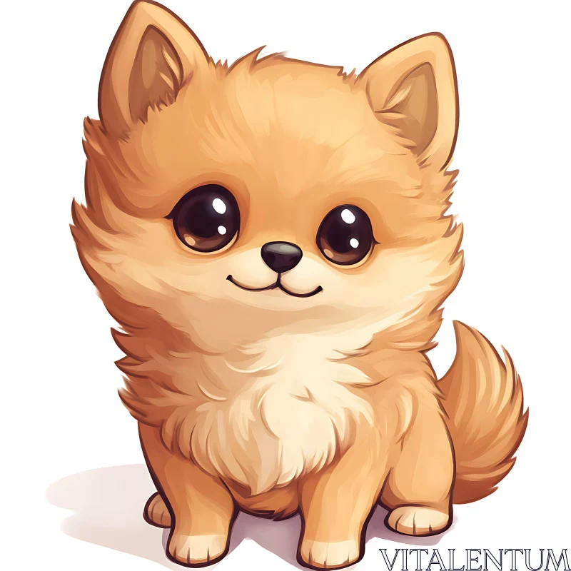 Cute Cartoon Puppy Artwork AI Image