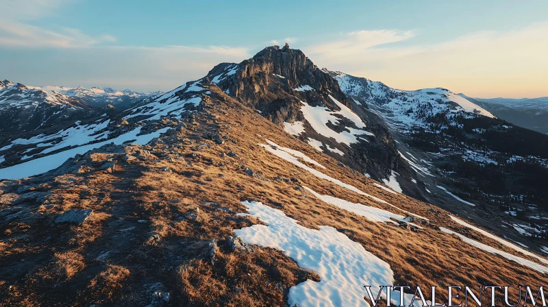 Snowy Mountain Range Vista AI Image