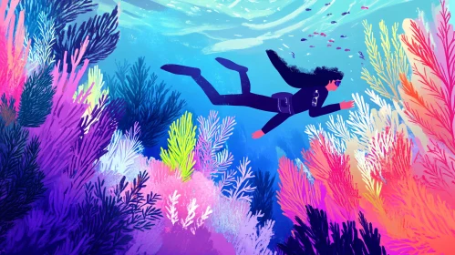 Underwater Scene with a Diver