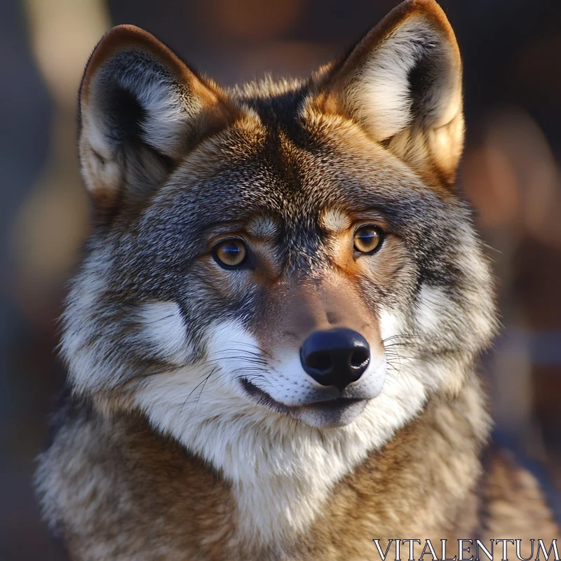 AI ART Close-Up of a Calm Wolf